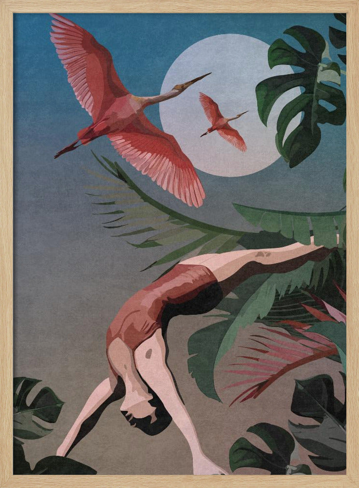 A Woman Doing A Backbend In The Jungle Poster